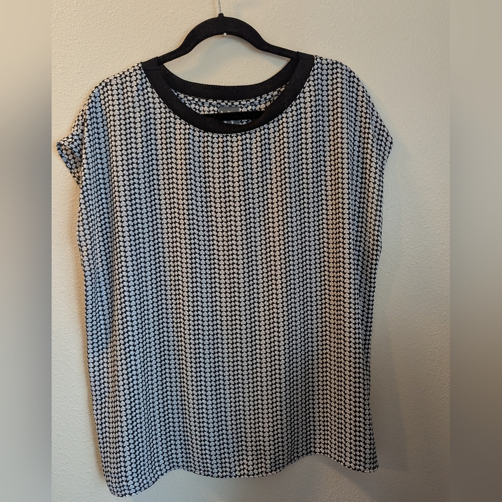 Worthington Black and White Patterned Blouse Size XXL